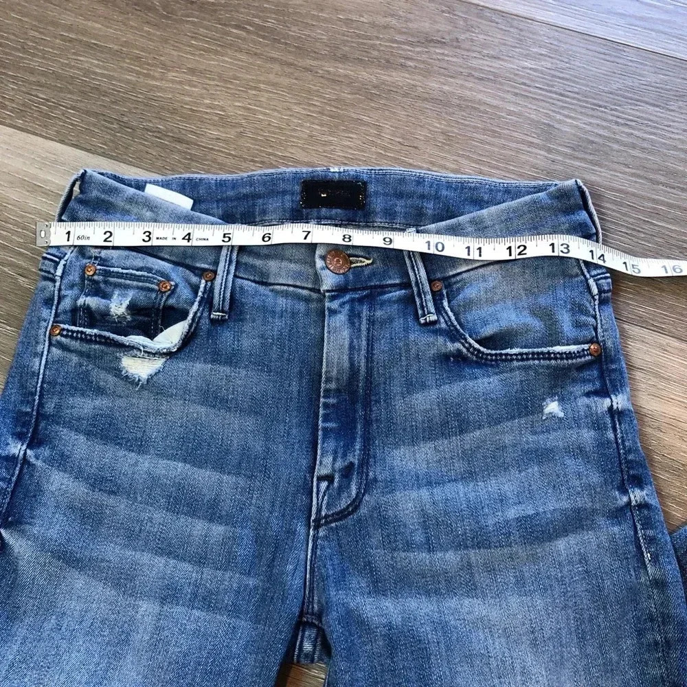 Mother Looker Ankle Step Fray Where’s The Smoke Denim Blue Jeans Women’s Size 25 - Picture 9 of 16